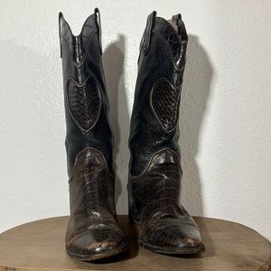 Vintage Brighton Toby brown Leather heart boots cowgirl western 90s cottagecore